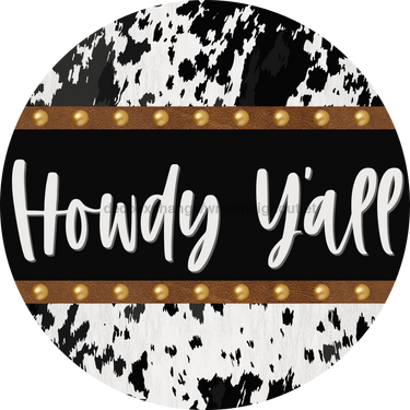 Cow Door Hanger Howdy Yall Dco-01370-Dh 18’ Round Wood